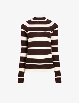 Proenza Schouler Still Life image of Gia Top in Superfine Merino Silk in Brown Multi
