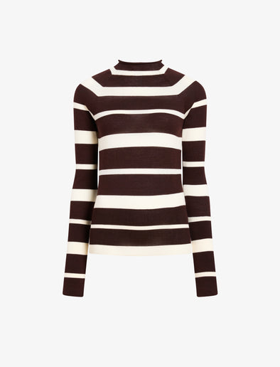 Proenza Schouler Still Life image of Gia Top in Superfine Merino Silk in Brown Multi