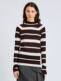 Proenza Schouler Front cropped image of model wearing Gia Top in Superfine Merino Silk in Brown Multi