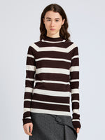 Proenza Schouler Front cropped image of model wearing Gia Top in Superfine Merino Silk in Brown Multi