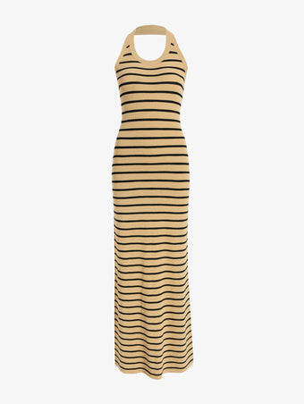 Proenza Schouler Still Life image of Meryl Dress in Matte Viscose Rib in Khaki Multi