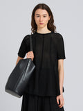 Proenza Schouler Front cropped image of model wearing Tavia Top in Viscose Fringe Knit in Black