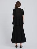 Proenza Schouler Back full length image of model wearing Tavia Top in Viscose Fringe Knit in Black