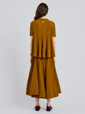 Proenza Schouler Back full length image of model wearing Tavia Top in Viscose Fringe Knit in Olive