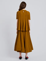 Proenza Schouler Back full length image of model wearing Tavia Top in Viscose Fringe Knit in Olive