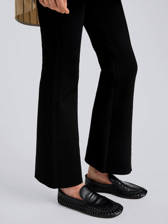 Proenza Schouler Detail image of model wearing Shaila Pant in Silk Viscose Knit in Black