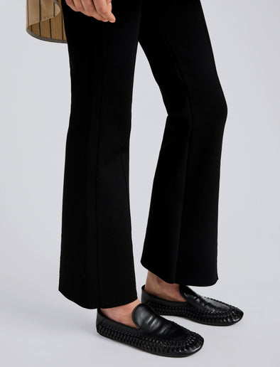Proenza Schouler Detail image of model wearing Shaila Pant in Silk Viscose Knit in Black