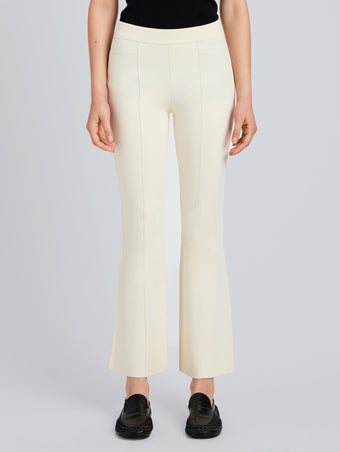 Proenza Schouler Front cropped image of model wearing Shaila Pant in Silk Viscose Knit in Ecru