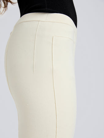 Proenza Schouler Detail image of model wearing Shaila Pant in Silk Viscose Knit in Ecru