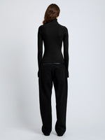 Proenza Schouler Back full length image of model wearing Belle Top in Silk Cashmere in Black