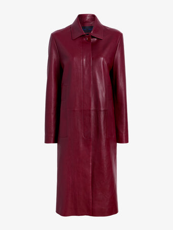 Proenza Schouler Still Life image of Nissi Coat In Semigloss Leather in Burgundy