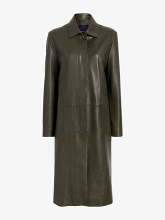 Preonza Schouler Still Life Image of Nissi Coat In Semigloss Leather in Earth