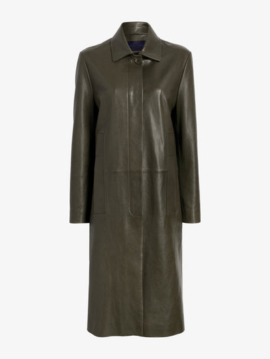 Preonza Schouler Still Life Image of Nissi Coat In Semigloss Leather in Earth
