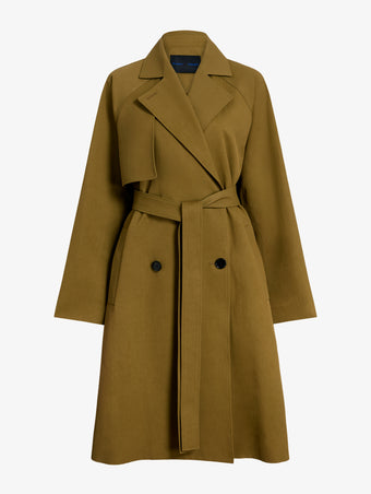 Proenza Schouler Still Life image of Adelaide Coat in Cotton Viscose Trench in Moss