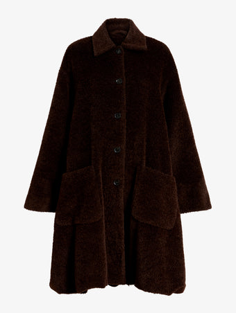 Proenza Schouler Still Life image of Verretta Coat In Alpaca Coating in Chocolate