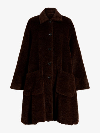 Proenza Schouler Still Life image of Verretta Coat In Alpaca Coating in Chocolate