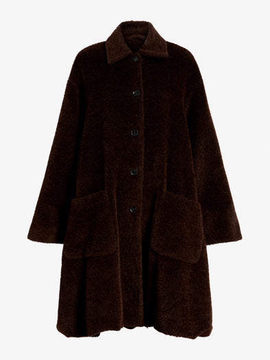 Proenza Schouler Still Life image of Verretta Coat In Alpaca Coating in Chocolate