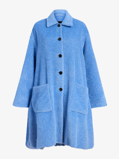Proenza Schouler Still Life image of Verretta Coat in Alpaca Coating in Sky Blue