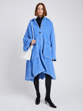 Proenza Schouler Full Length Front on model image of Proenza Schouler Still Life image of Verretta Coat in Alpaca Coating in Sky Blue