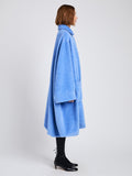 Proenza Schouler Full Length Side on model image of Proenza Schouler Still Life image of Verretta Coat in Alpaca Coating in Sky Blue
