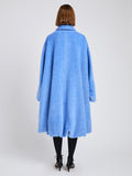 Proenza Schouler Full Length Back on model image of Proenza Schouler Still Life image of Verretta Coat in Alpaca Coating in Sky Blue