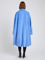 Proenza Schouler Full Length Back on model image of Proenza Schouler Still Life image of Verretta Coat in Alpaca Coating in Sky Blue