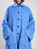 Proenza Schouler Detail image of Proenza Schouler Still Life image of Verretta Coat in Alpaca Coating in Sky Blue
