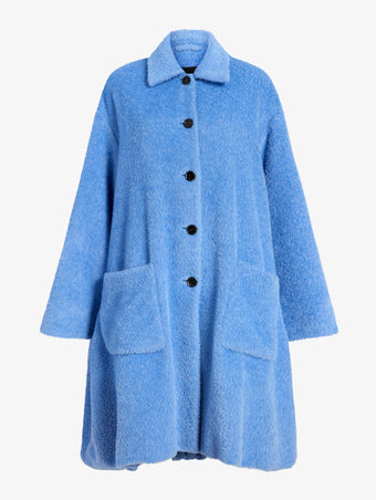 Proenza Schouler Still Life image of Verretta Coat In Alpaca Coating in Sky Blue