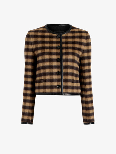 Proenza Schouler Still Life image of Helene Jacket In Plaid Double Face Cashmere in Khaki Multi