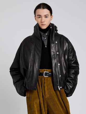 Proenza Schouler Front cropped image of model wearing Laney Jacket In Semigloss Leather in Black