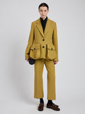 Proenza Schouler Front full length image of model wearing Silva Jacket in Wool Scuba in Fatigue