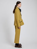 Proenza Schouler Side full length image of model wearing Silva Jacket in Wool Scuba in Fatigue