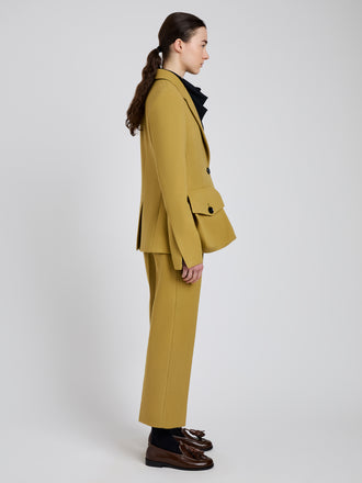 Proenza Schouler Side full length image of model wearing Silva Jacket in Wool Scuba in Fatigue