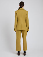 Proenza Schouler Back full length image of model wearing Silva Jacket in Wool Scuba in Fatigue