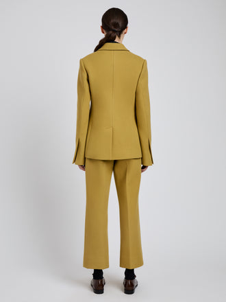 Proenza Schouler Back full length image of model wearing Silva Jacket in Wool Scuba in Fatigue
