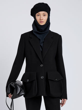 Proenza Schouler Front cropped image of model wearing Silva Jacket In Wool Scuba in Black