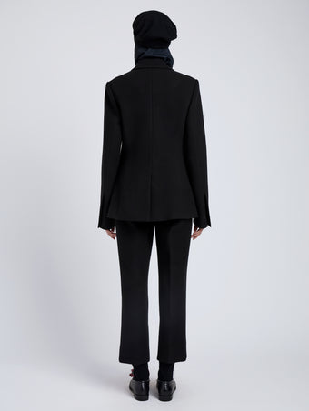 Proenza Schouler Back full length image of model wearing Silva Jacket In Wool Scuba in Black