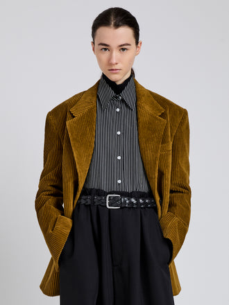 Proenza Schouler Front cropped image of model wearing Daria Jacket In Corduroy in Fatigue