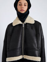 Proenza Schouler Front cropped image of model wearing Alya Jacket In Shearling in Black, white