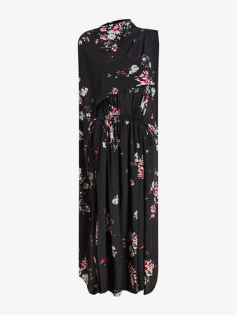 Proenza Schouler Still Life image of Ysabelle Dress In Printed Silk Viscose in Black Multi