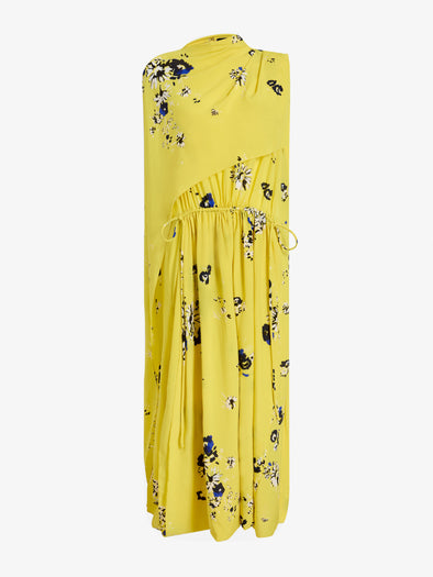 Proenza Schouler Still Life image of Ysabelle Dress In Printed Silk Viscose in Yellow Multi