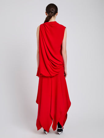 Proenza Schouler Back full length image of model wearing Denise Dress In Light Matte Double Crepe in Red