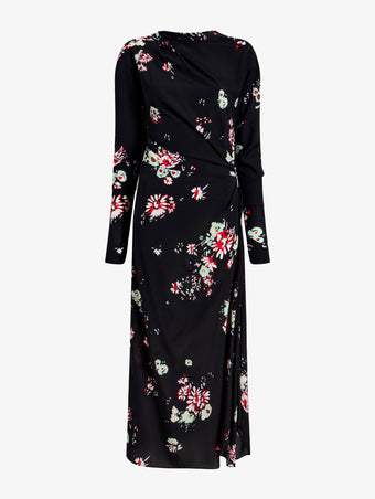 Proenza Schouler Still Life image of Trudie Dress In Printed Silk Viscose in Black Multi