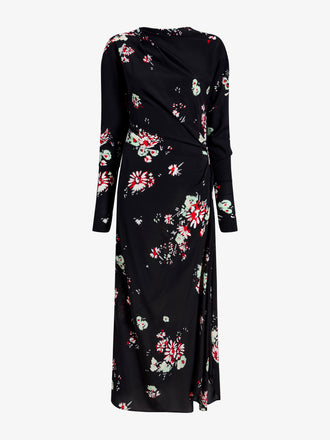 Proenza Schouler Still Life image of Trudie Dress In Printed Silk Viscose in Black Multi