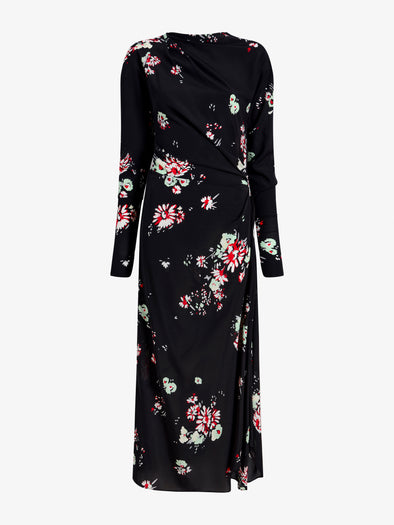 Proenza Schouler Still Life image of Trudie Dress In Printed Silk Viscose in Black Multi