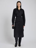Proenza Schouler Front full length image of model wearing Flora Dress In Bi Stretch Cotton Nylon in Black