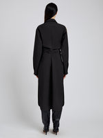 Proenza Schouler Back full length image of model wearing Flora Dress In Bi Stretch Cotton Nylon in Black