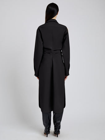Proenza Schouler Back full length image of model wearing Flora Dress In Bi Stretch Cotton Nylon in Black