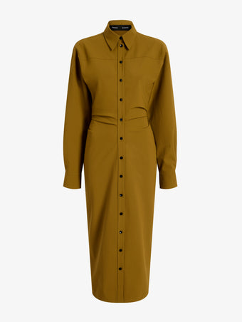 Proenza Schouler Still Life image of Flora Dress In Bi Stretch Cotton Nylon in Fatigue