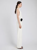 Proenza Schouler Side full length image of model wearing Indria Dress in Matte Double Crepe in White